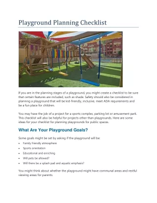 Playground planning checklist