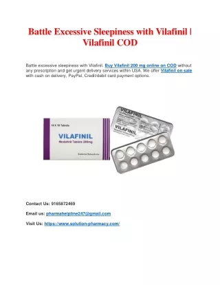 Fight Excessive Sleepiness with Vilafinil | Cheap Vilafinil Pills on Sale
