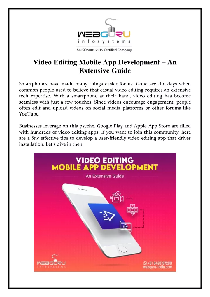 video editing mobile app development an extensive