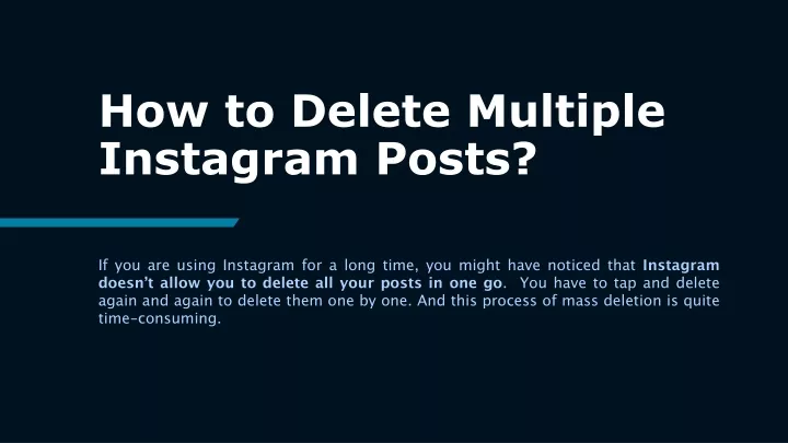 how to delete multiple instagram posts