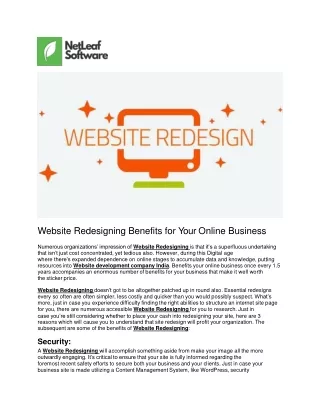 Website Redesigning Benefits for Your Online Business