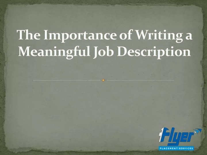 the importance of writing a meaningful job description