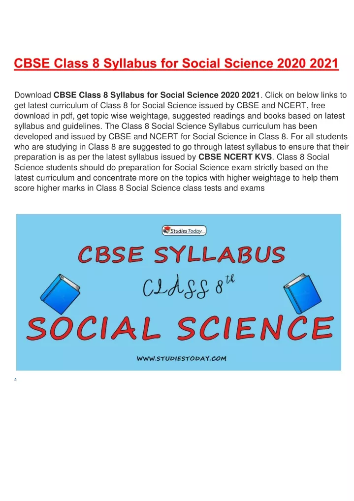 cbse class 8 syllabus for social science 2020 2021