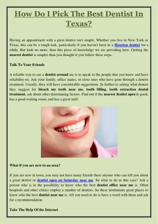 how do i pick the best dentist in texas