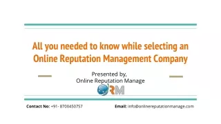 all you needed to know while selecting an online reputation management company