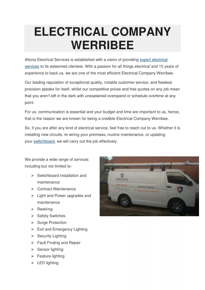 electrical company werribee