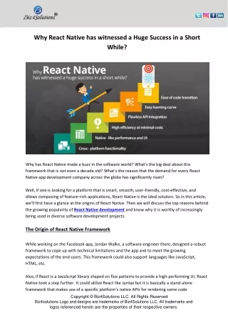 why react native has witnessed a huge success