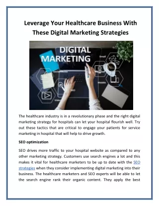 Leverage Your Healthcare Business With These Digital Marketing Strategies