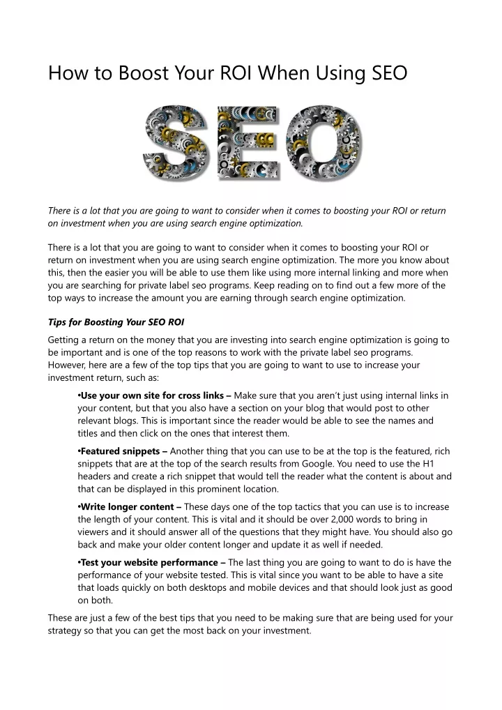 how to boost your roi when using seo