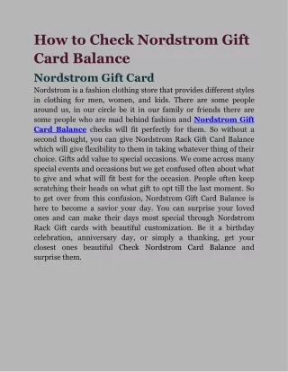 How To Check Nordstrom Gift Card Balance | Check Nordstrom Balance