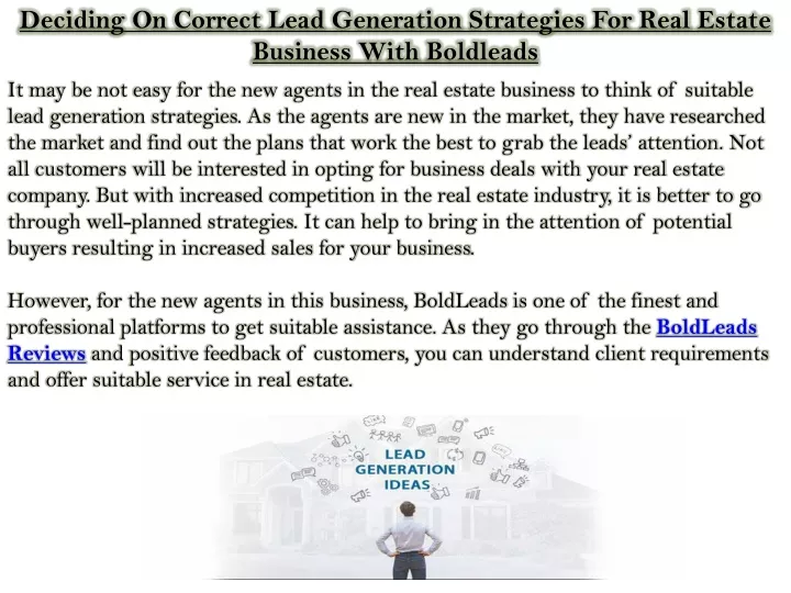 deciding on correct lead generation strategies