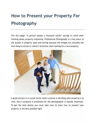 How to Present your Property For Photography