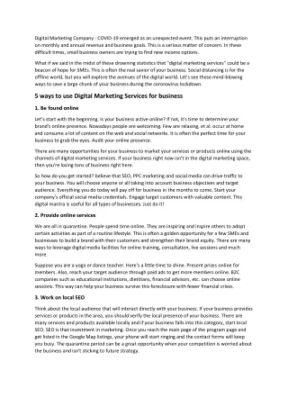 digital marketing company covid 19 emerged