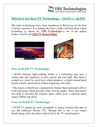 which is the best tv technology oled vs qled