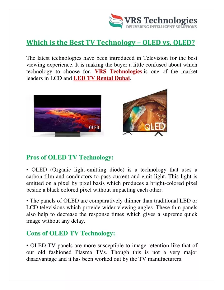 which is the best tv technology oled vs qled