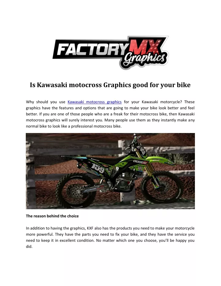 is kawasaki motocross graphics good for your bike