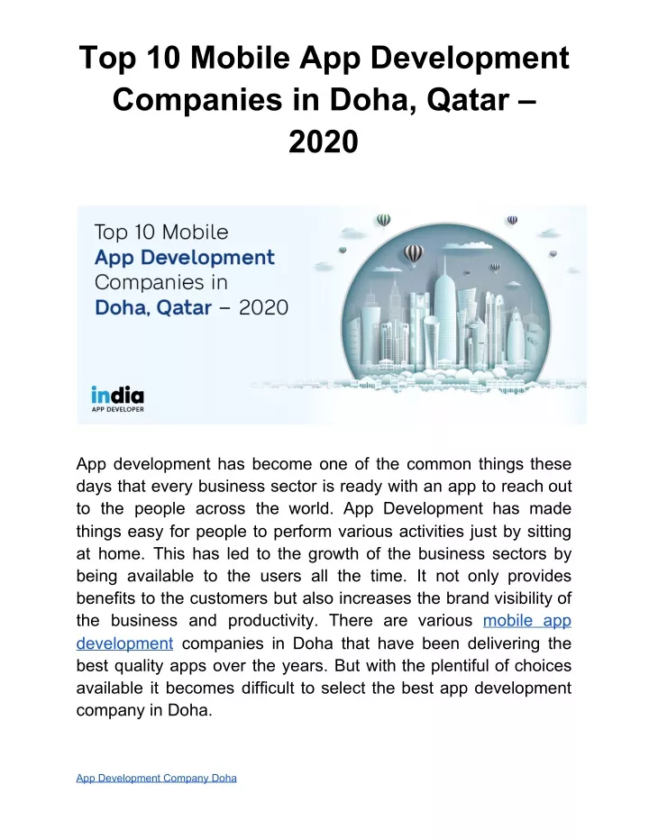 top 10 mobile app development companies in doha