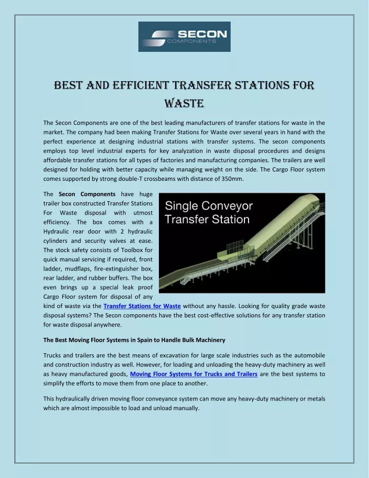 best and efficient transfer stations for waste