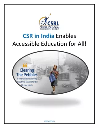 CSR in India Enables Accessible Education For All!