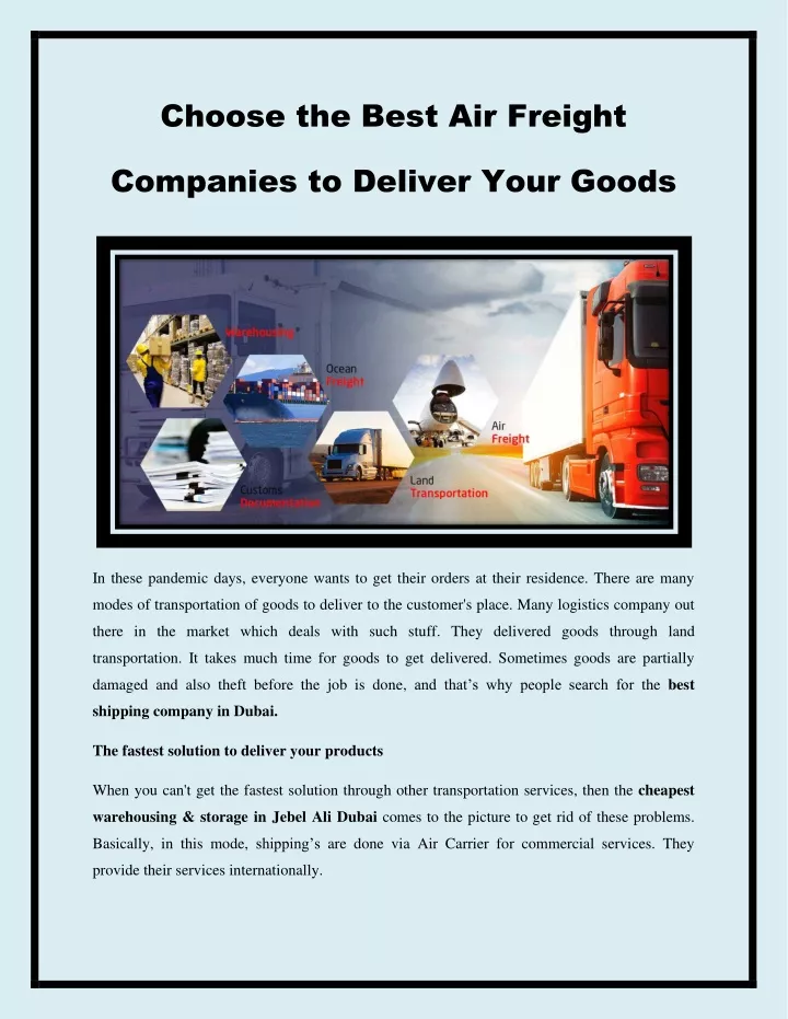 choose the best air freight