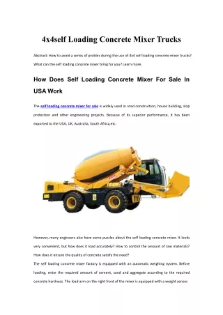 4x4self loading concrete mixer trucks
