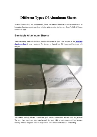 different types ofaluminum sheets