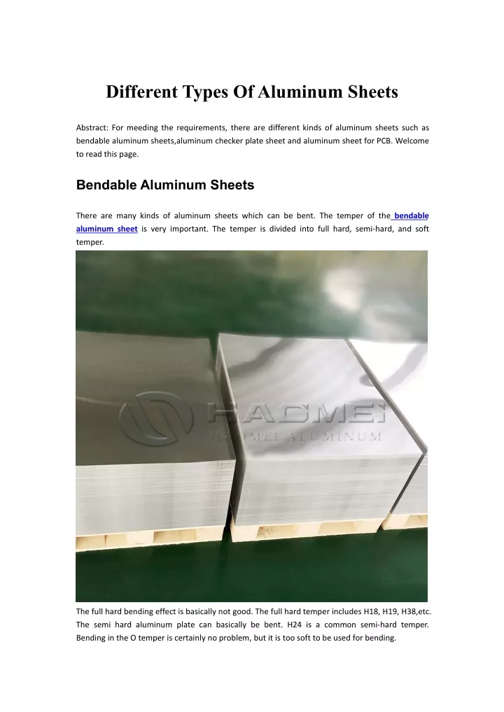 different types ofaluminum sheets