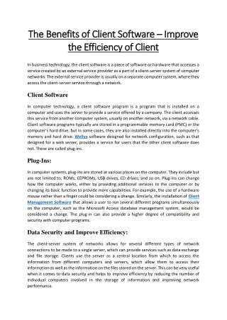 the benefits of client software the benefits