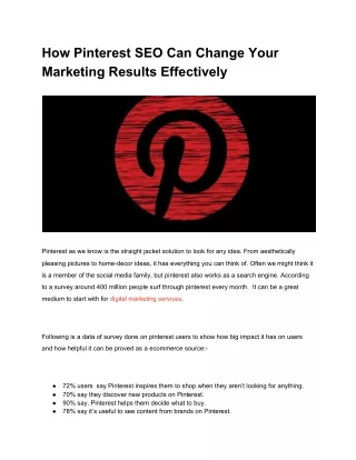 How Pinterest SEO Can Change Your Marketing Results Effectively