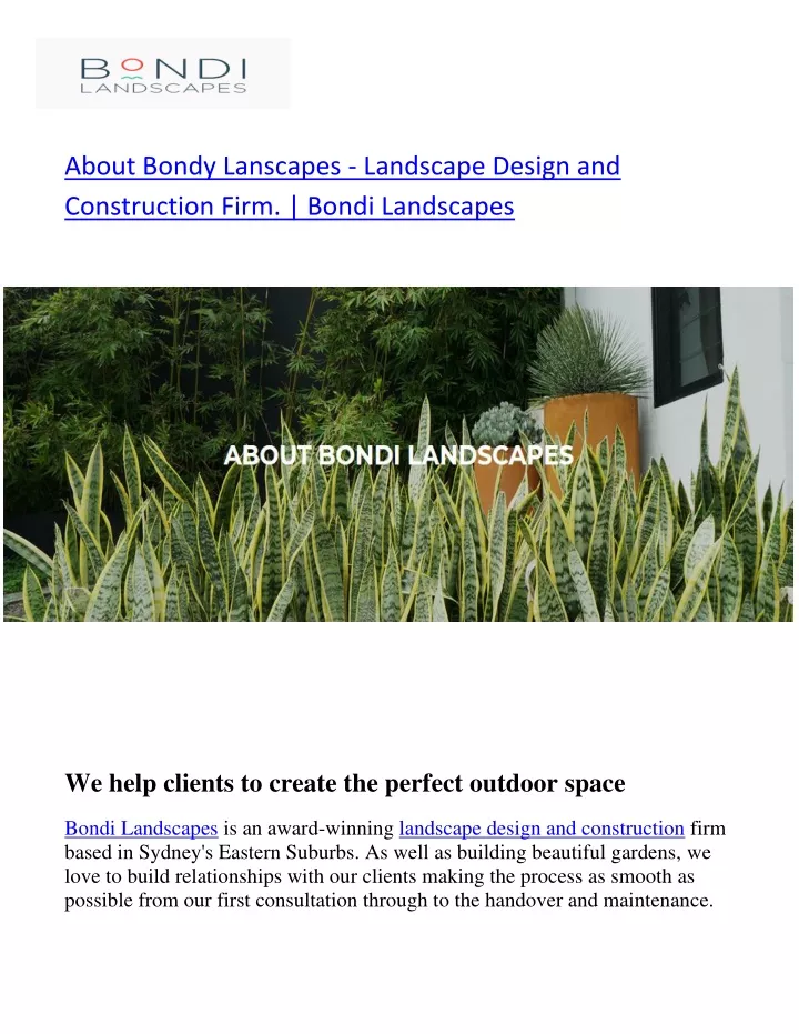 about bondy lanscapes landscape design