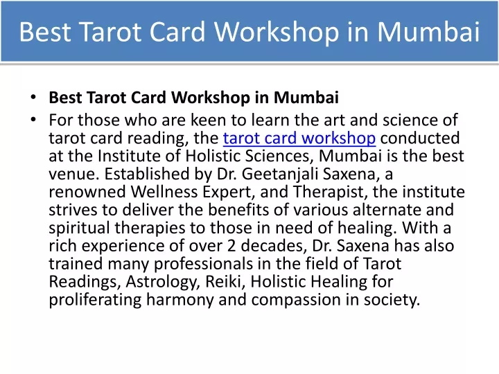 best tarot card workshop in mumbai
