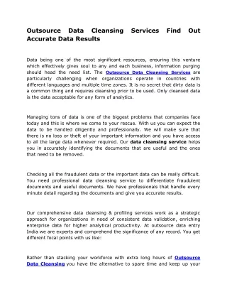 Outsource Data Cleansing Services Find Out Accurate Data Results