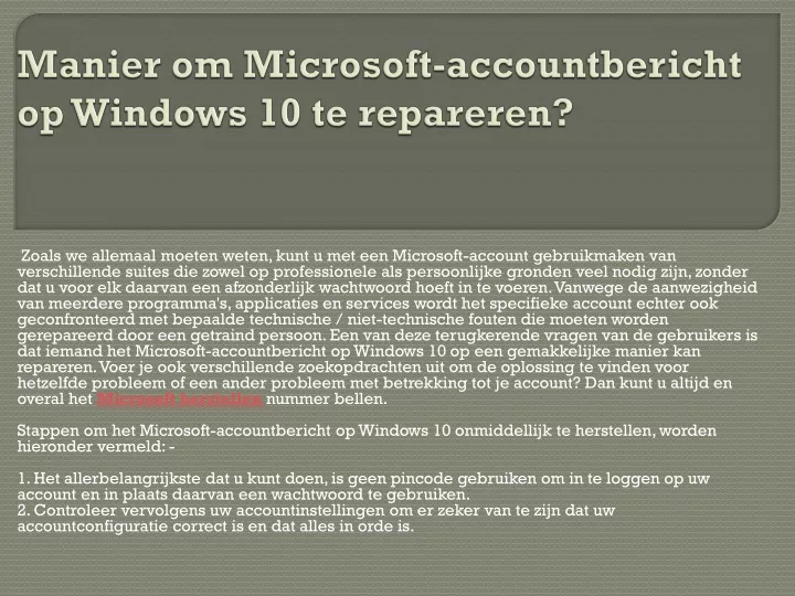 manier om microsoft accountbericht op windows 10 te repareren