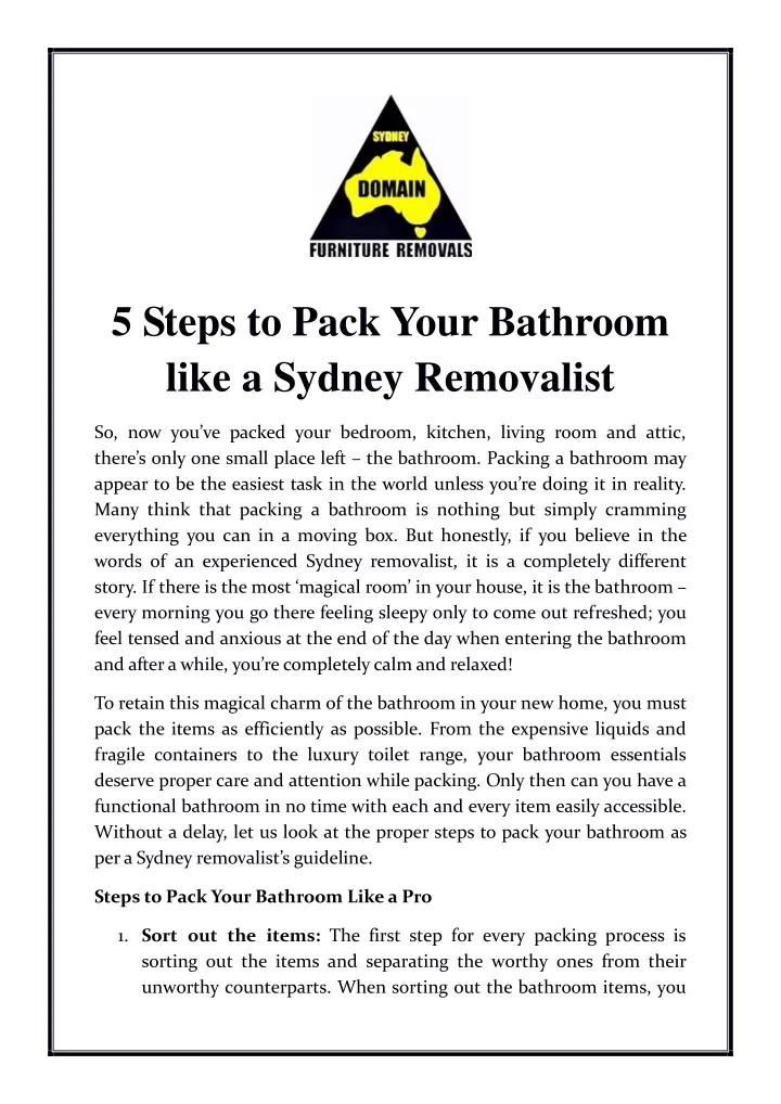 5 steps to pack your bathroom like a sydney