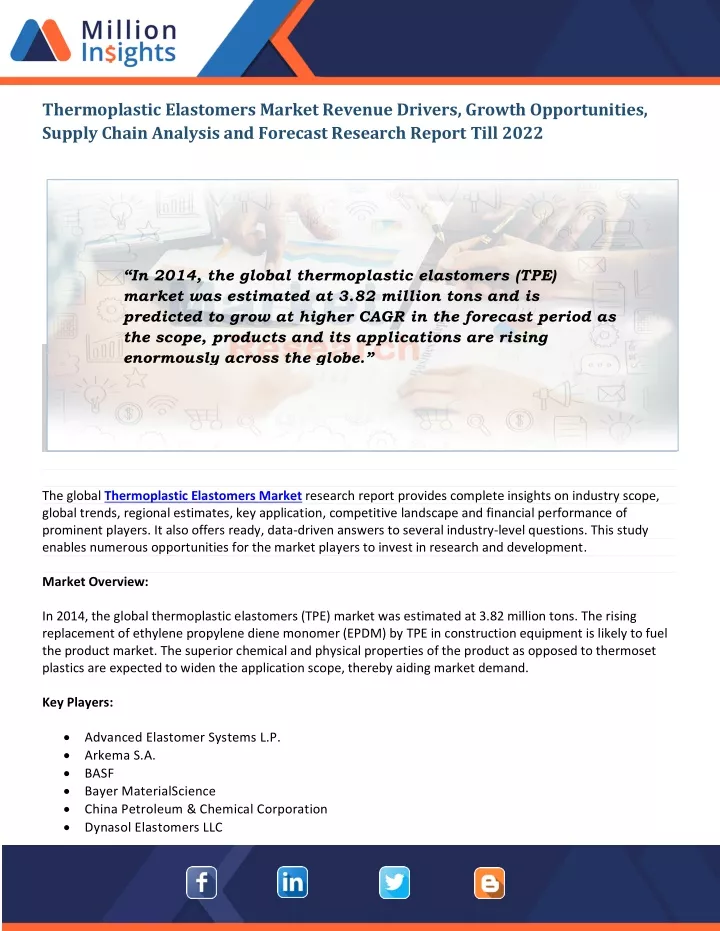 thermoplastic elastomers market revenue drivers