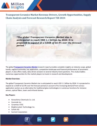 transparent ceramics market revenue drivers