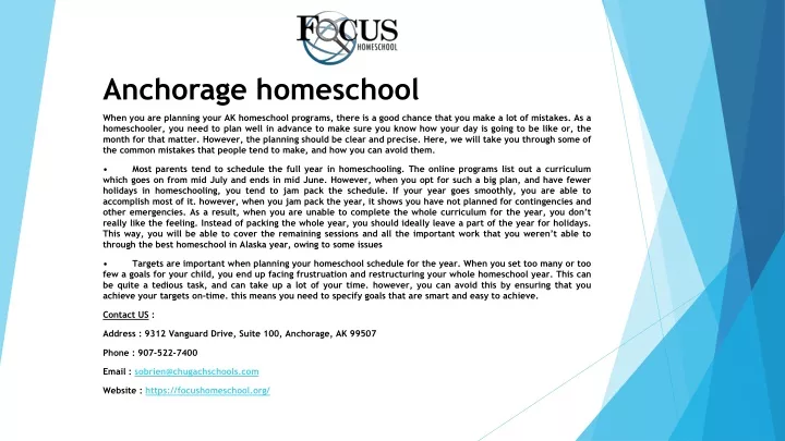 anchorage homeschool