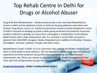 Rehabilitation Centre In Delhi - Anatta Humanversity