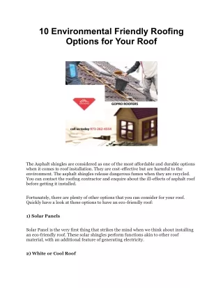 10 Environmental Friendly Roofing Options for Your Roof