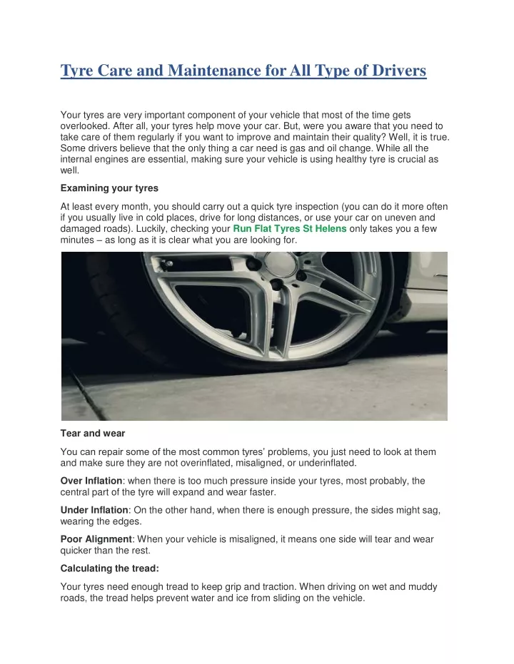 tyre care and maintenance for all type of drivers