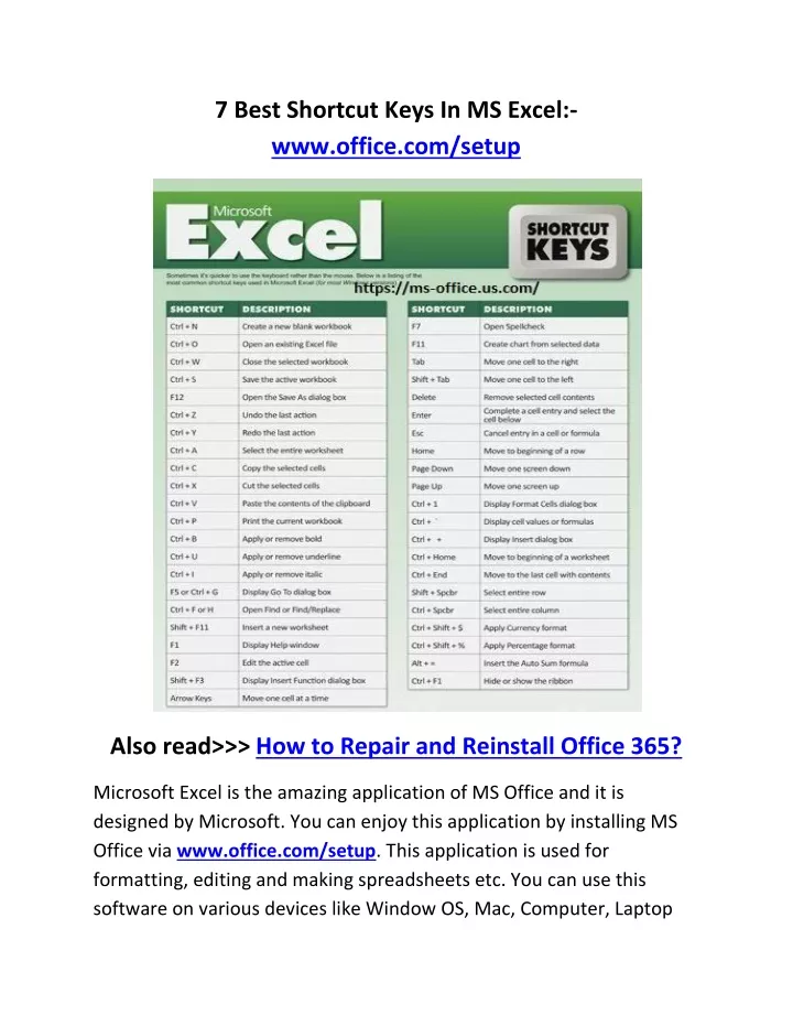 7 best shortcut keys in ms excel www office