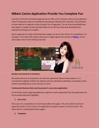 M8win Casino Application Provide You Complete Fun