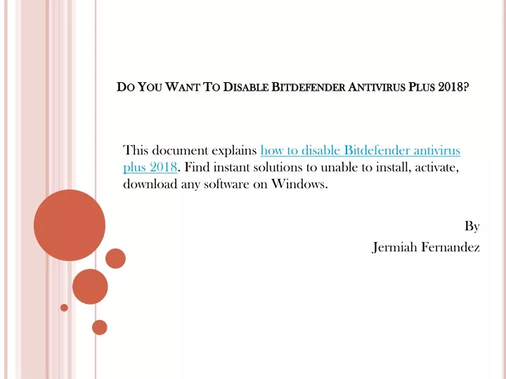do you want to disable bitdefender antivirus plus 2018