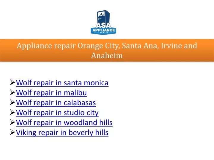 appliance repair orange city santa ana irvine