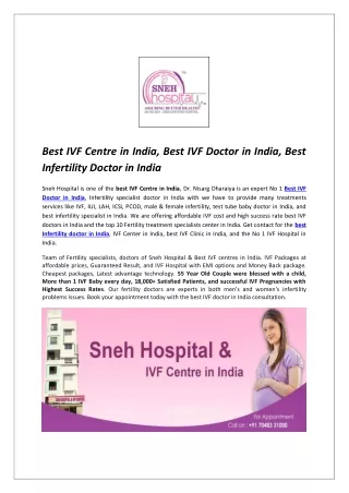 Best IVF Doctor in India, Best IVF Centre in India, Infertility Specialist Doctor in India, No 1 IVF Hospital in India,