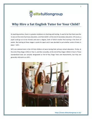 Why Hire a Sat English Tutor for Your Child?