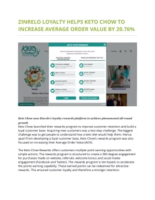 zinrelo loyalty helps keto chow to increase