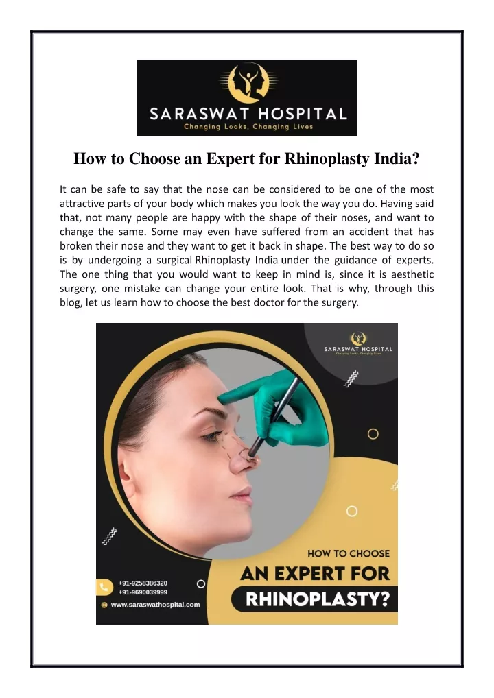 how to choose an expert for rhinoplasty india