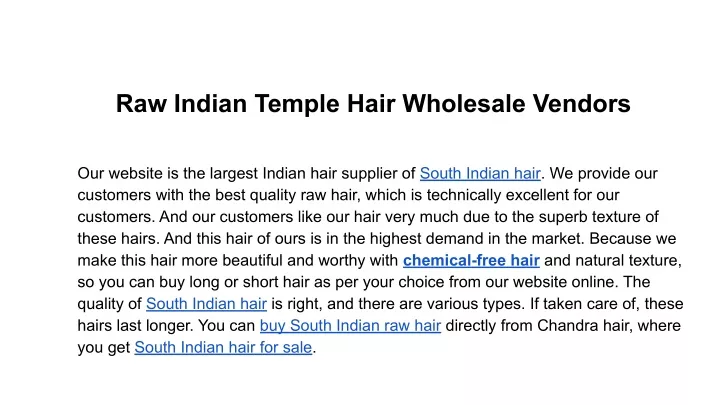 raw indian temple hair wholesale vendors