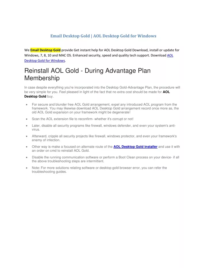 email desktop gold aol desktop gold for windows